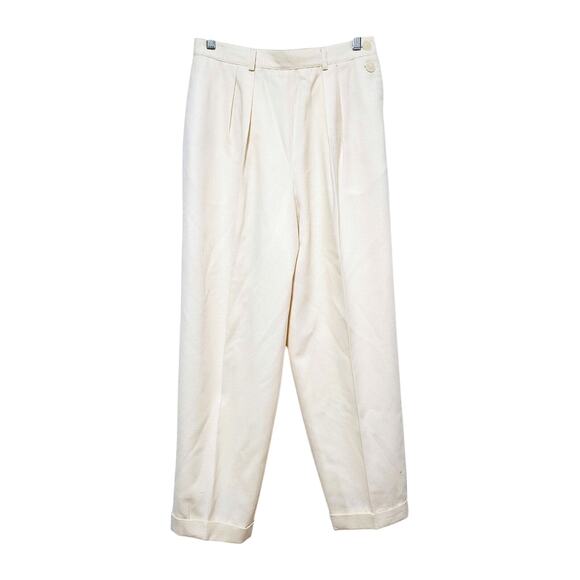Jones New York 100% Pure Wool Pants Ivory Pleated Professional Neutral Size 10P - Picture 1 of 7